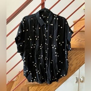 Madewell dot blouse, black and white - size L